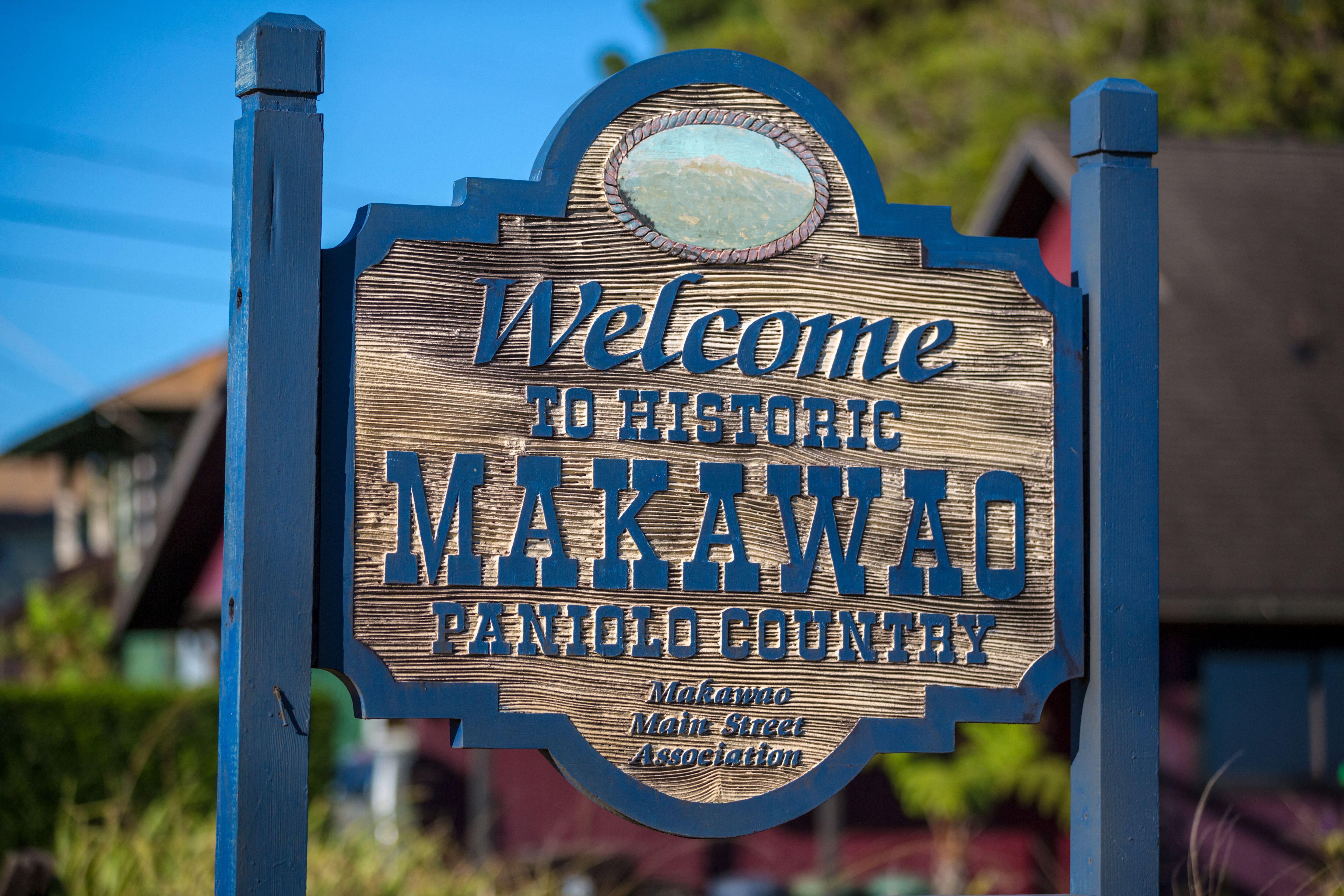 Historisches Makawao Schild in Maui auf Hawaii