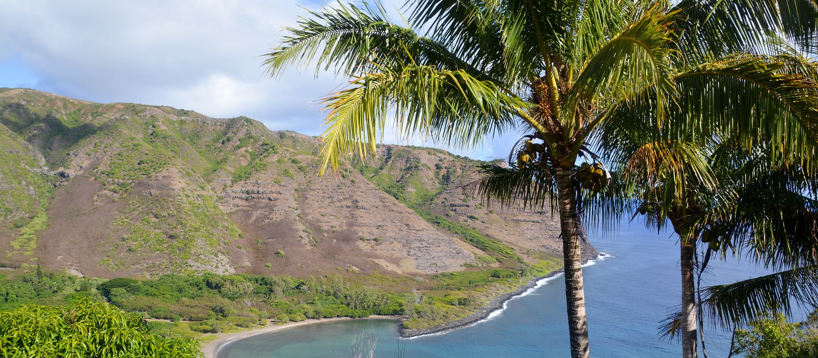 Blick auf das Halawa Valley auf der Insel Molokai, Hawaii