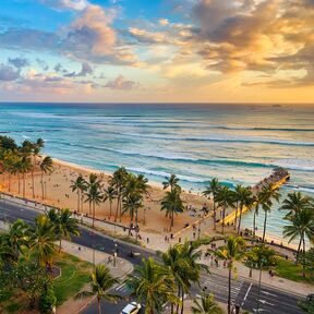 Blick auf die Küste vor Waikiki