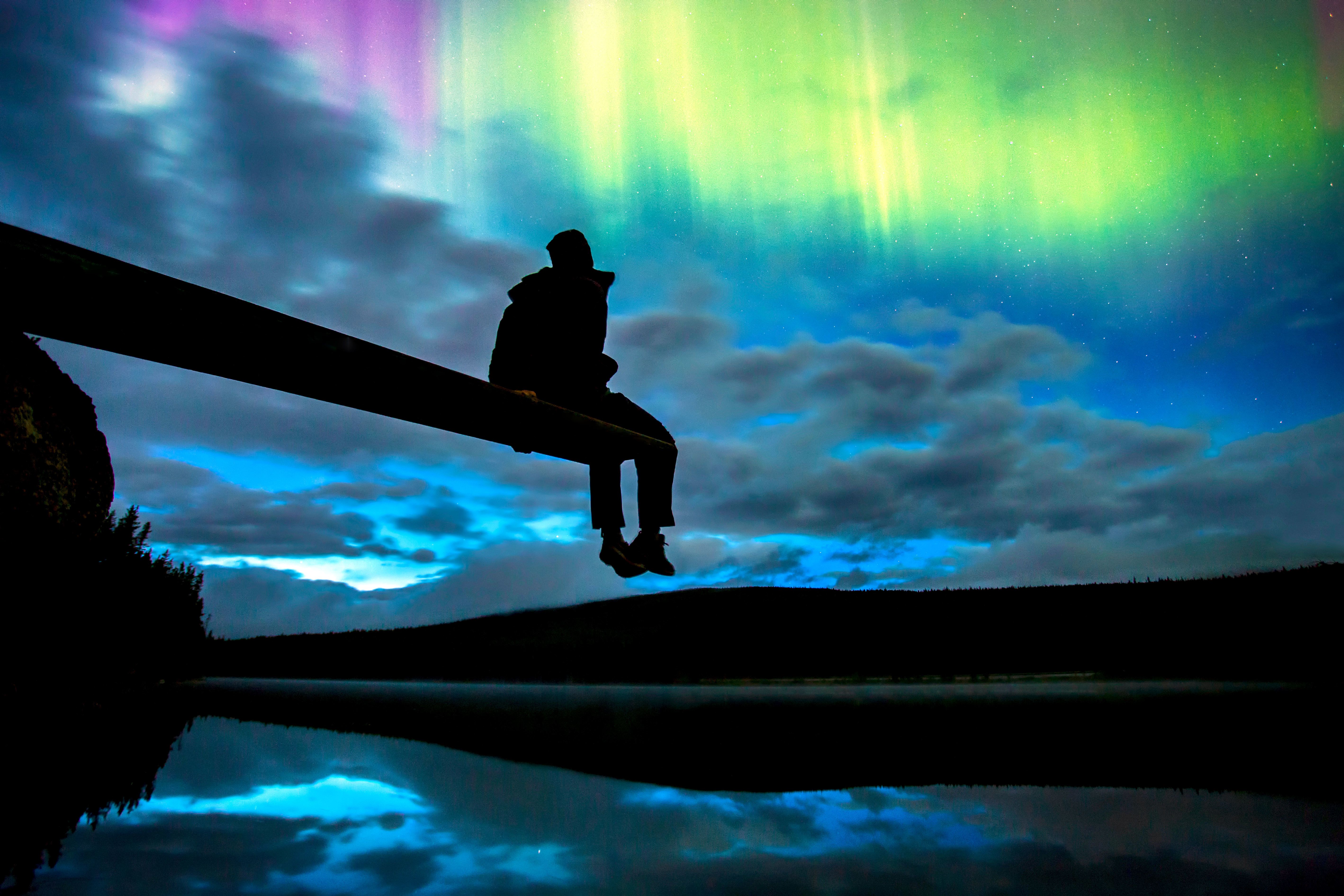 Aurora at Herbert Lake, Banff National Park