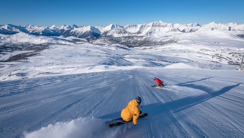 Abfahrt im Skigebiet Sunshine Village Abfahrt im Skigebiet Sunshine Village