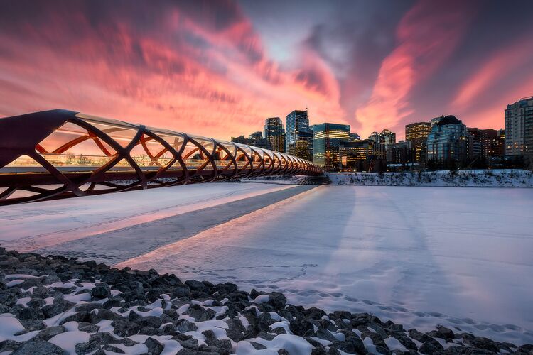 Die Peace Bridge bei Sonnenuntergang