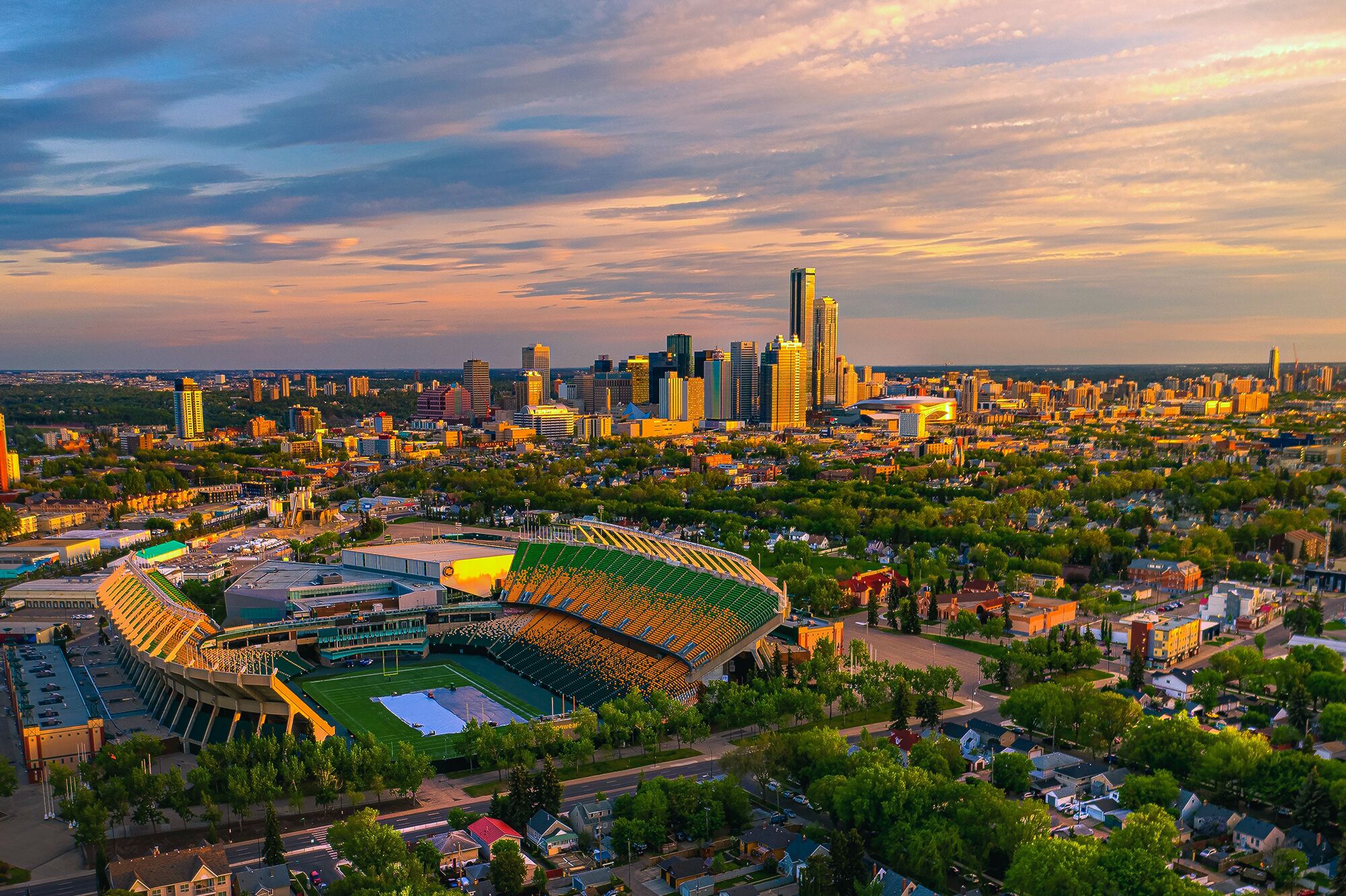 Aufsicht auf das bekannte Stadium Commonwealth Elks in Edmonton in Alberta