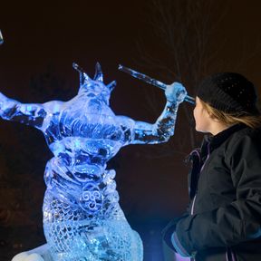 Eine Eisskulptur bei einer Ausstellung in Edmonton