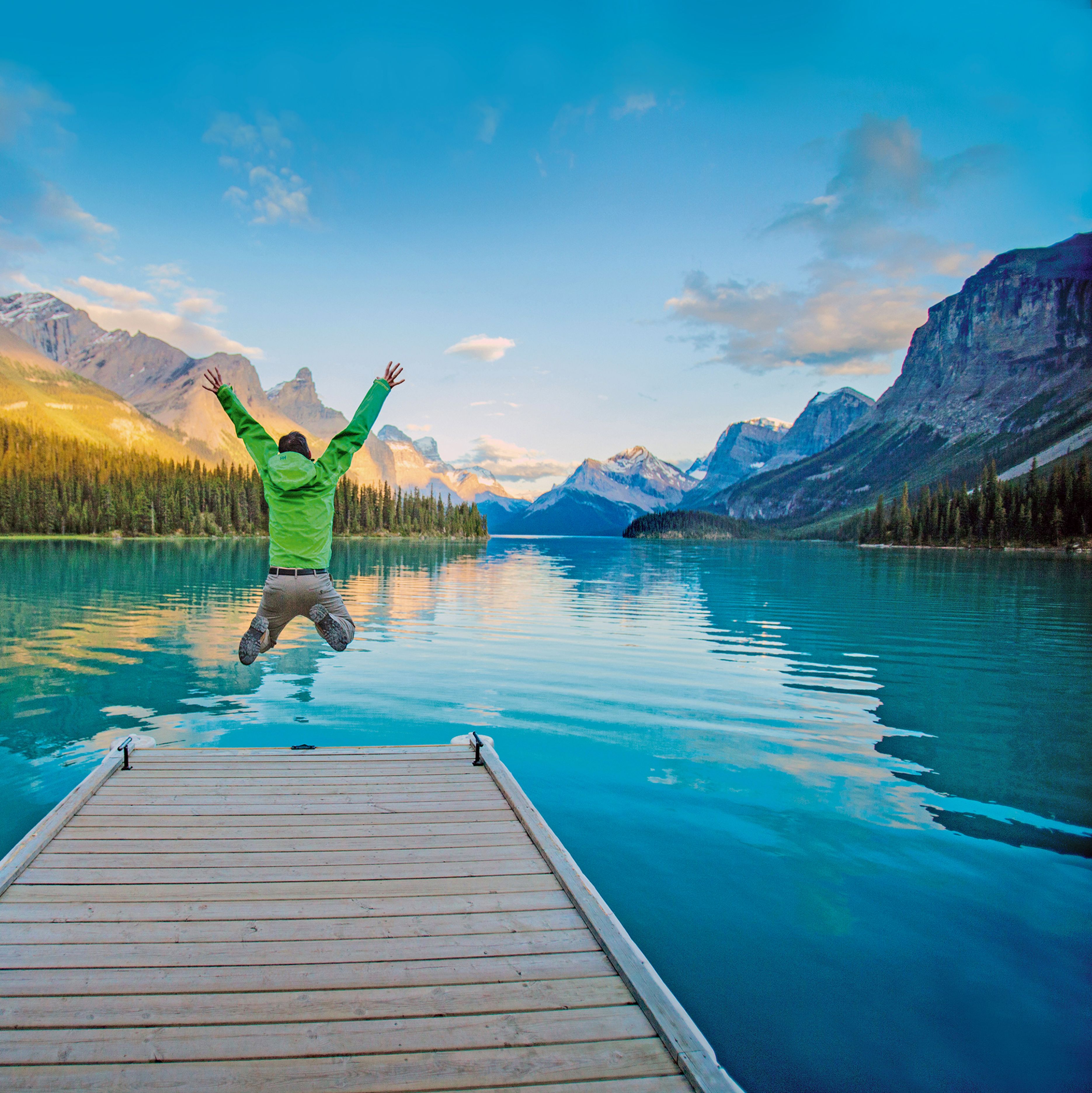 Freudensprung am Maligne lake