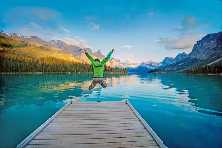 Freudensprung am Maligne lake