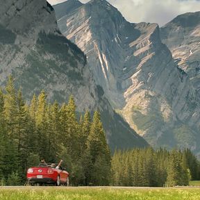 Eine Strasse fÃ¼hrt durch den Bow Valley Provincial Park, Kananaskis Country, Alberta