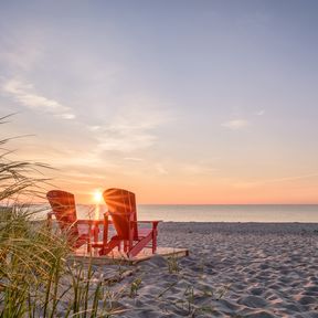 Sonnenuntergang am Kellys Beach im Kouchibouguac-Nationalpark in New Brunswick