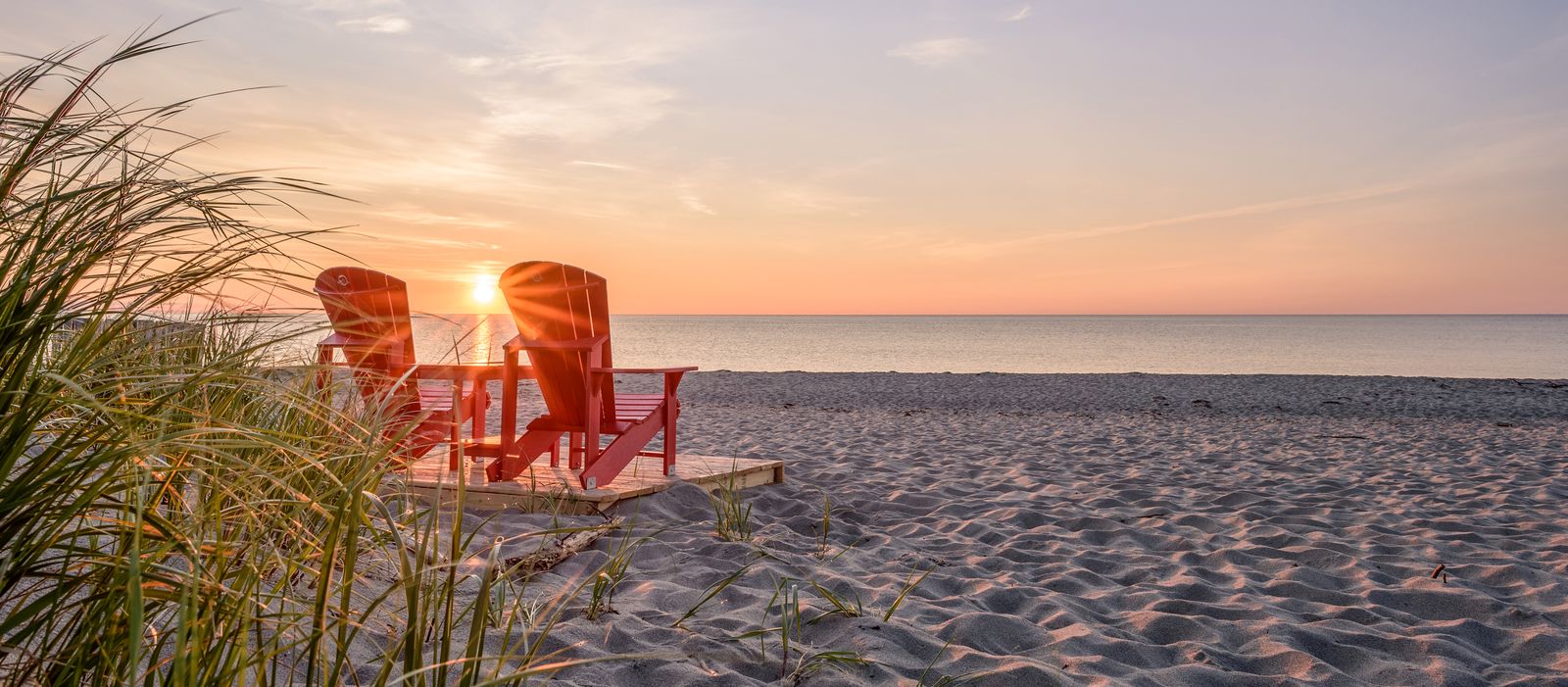 Sonnenuntergang am Kellys Beach im Kouchibouguac-Nationalpark in New Brunswick