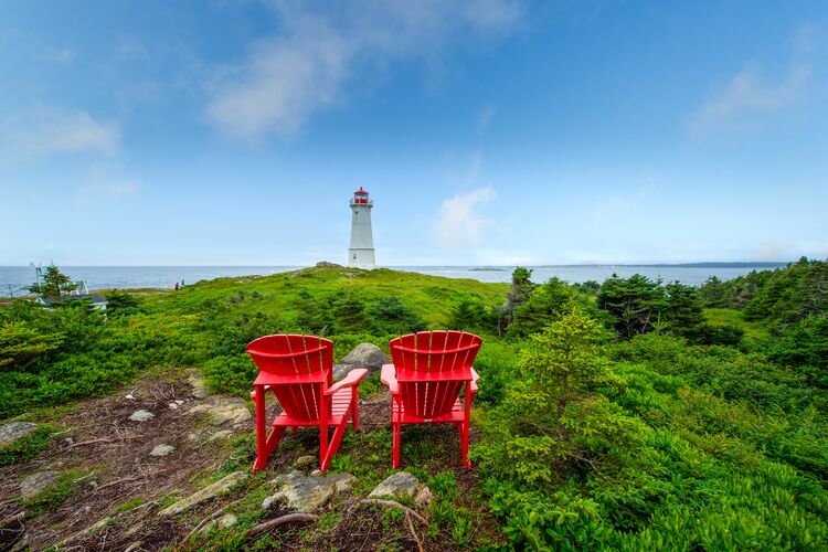 Rastplätze mit Blick auf das schöne Louisbourg Lighthouse