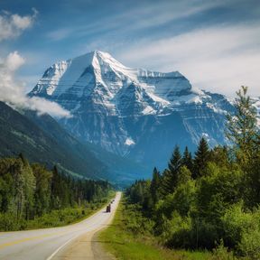Der Yellowhead Highway im Mount Robson Provincial Park, Britisch Kolumbien Der Yellowhead Highway im Mount Robson Provincial Park, Britisch Kolumbien