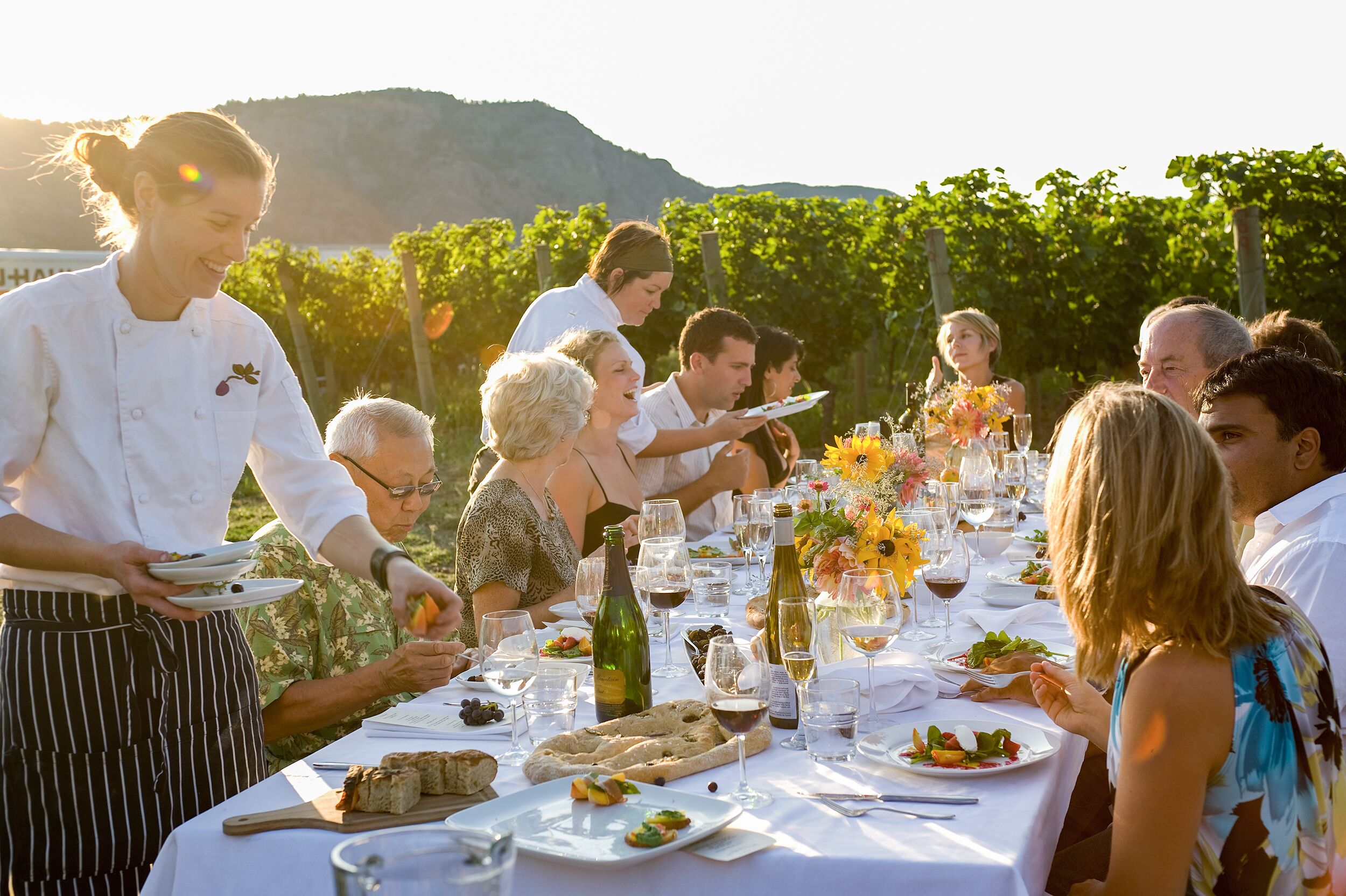 Mittagstisch im Blue Mountain Vineyard im Okanagan Valley