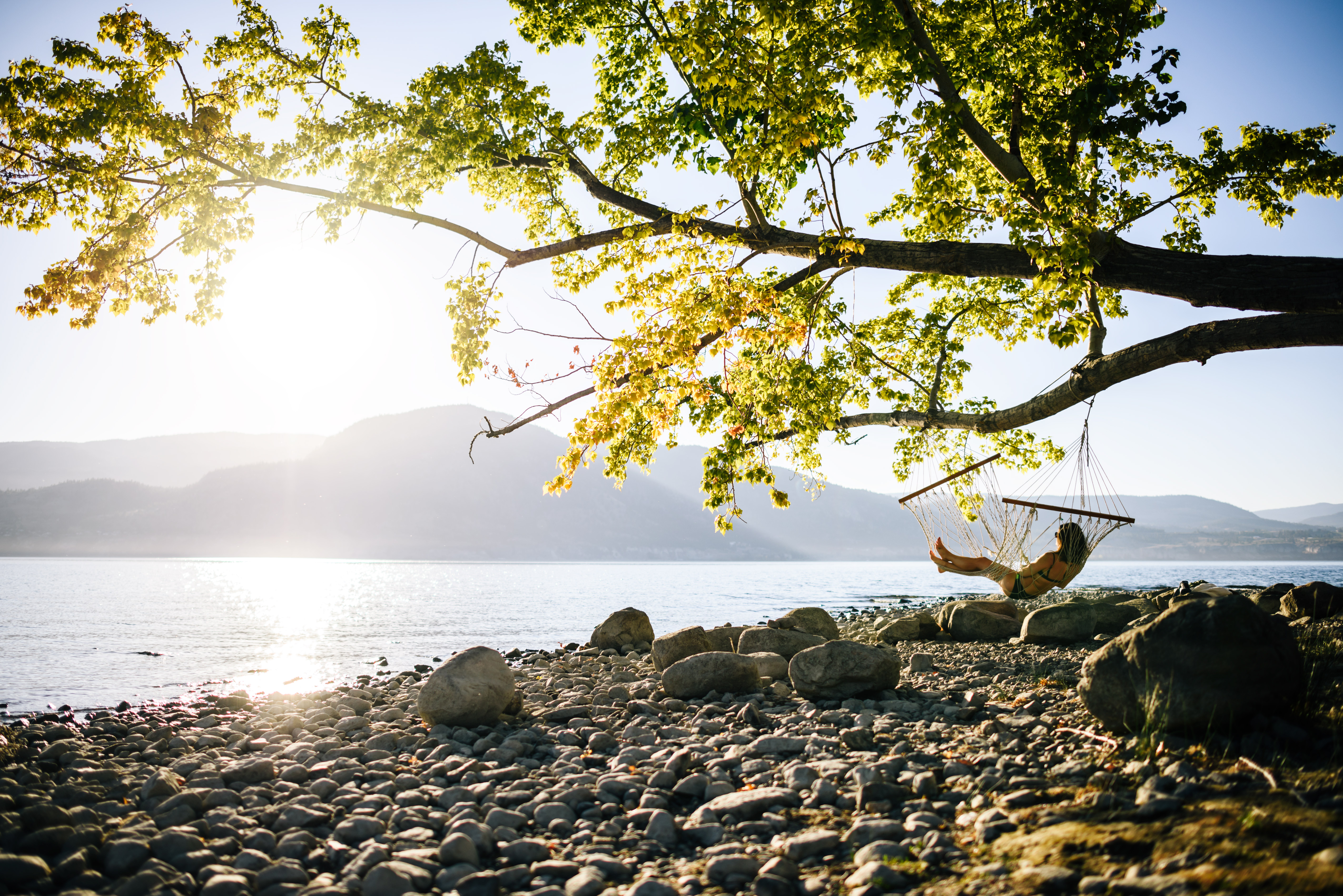 Hängematte am Strand des Okanagan Lake