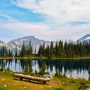 Ausblick auf den Eva Lake im Mount Revelstoke National Park in British Columbia