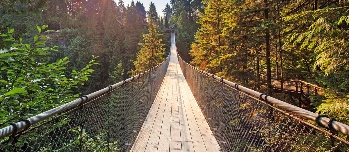 regionen/kanada/britishcolumbia/vancouver/capilano-suspension-bridge-park/capilano-suspensionbridge-with-sunrise.cr5238x2291-86x1135