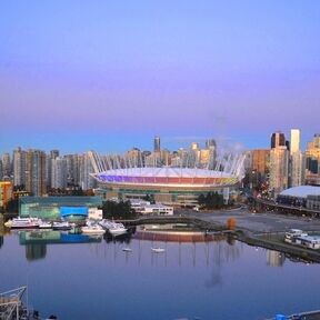 BC Place Stadion und False Creek in Vancouver und Stanley Park, British Columbia