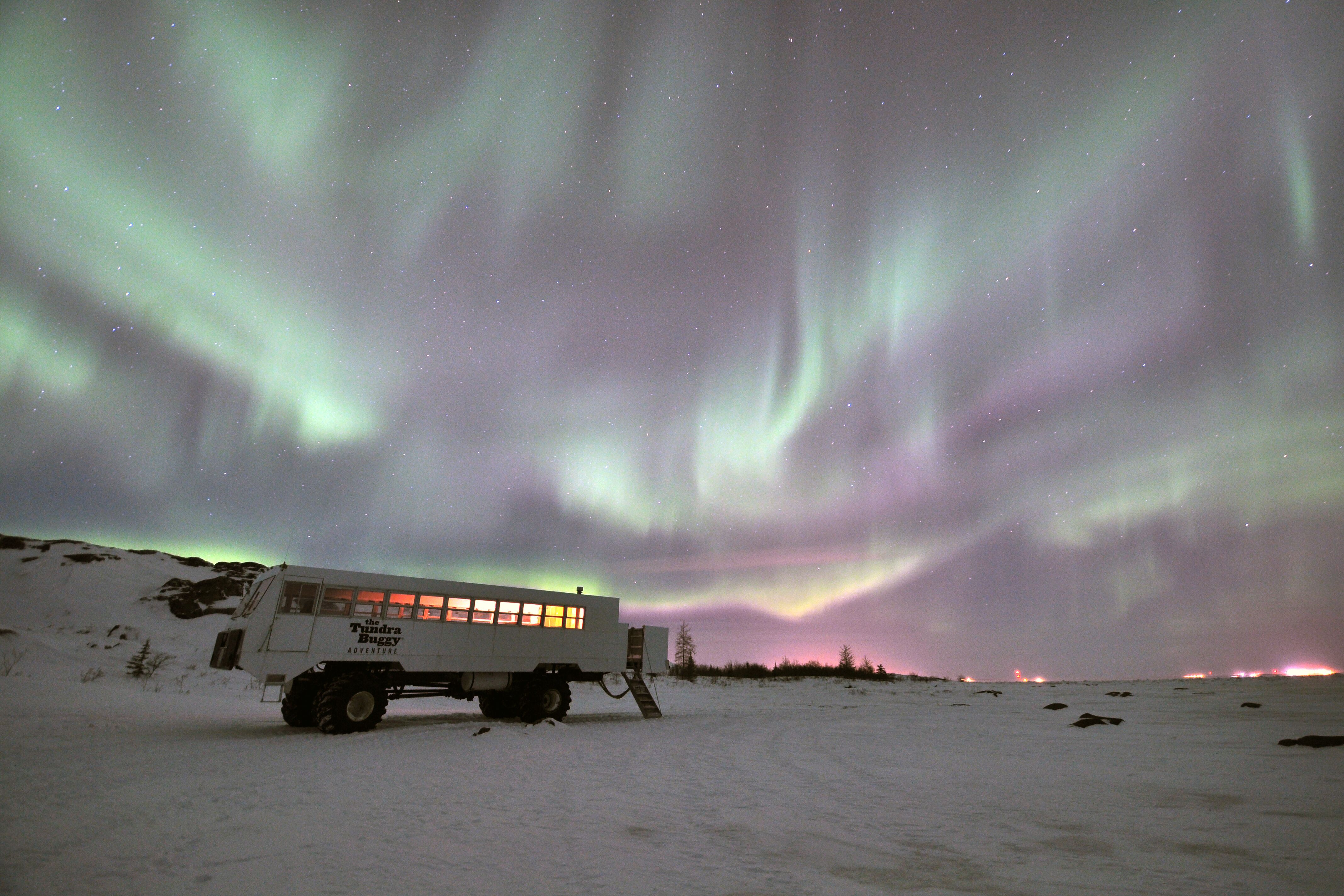 Full Sky Aurora over Tundra Buggy