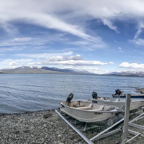 Panoramaussicht am Fish Lake an der Dalton Trail Lodge