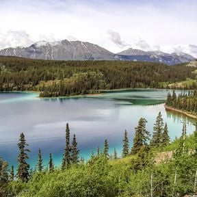 Blick über den Emerald Lake, Yukon