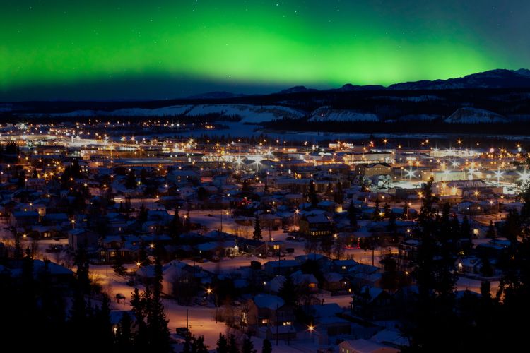 Northern Lights over Downtown Whitehorse