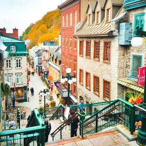 Das Petit Champlain Viertel in Quebec City, Kanada
