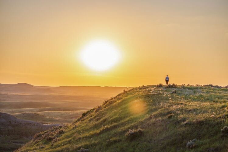 Sonne über dem Grasslands National Park