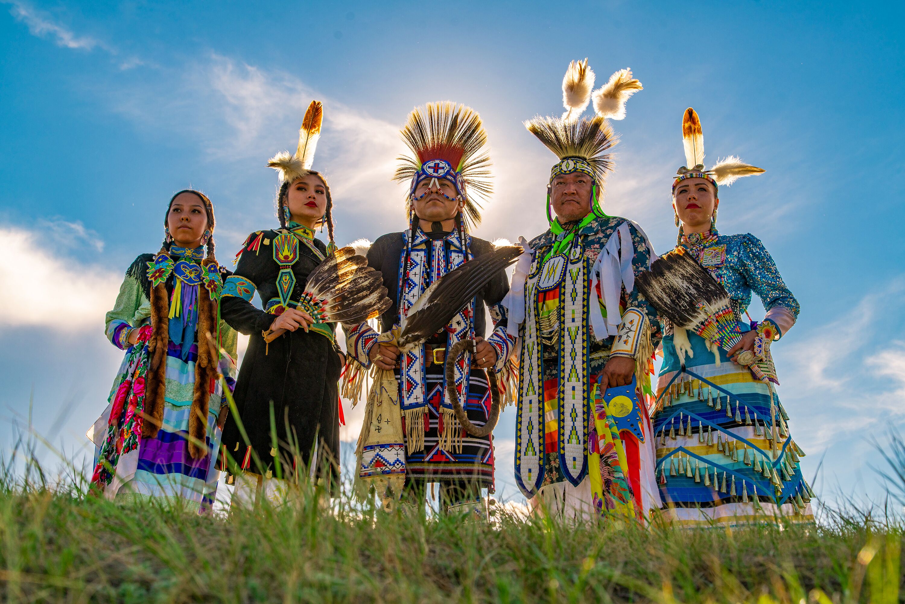 Besuch einer Familie der First Nations im Wanuskewin Heritage Park bei Saskatoon in Saskatchewan