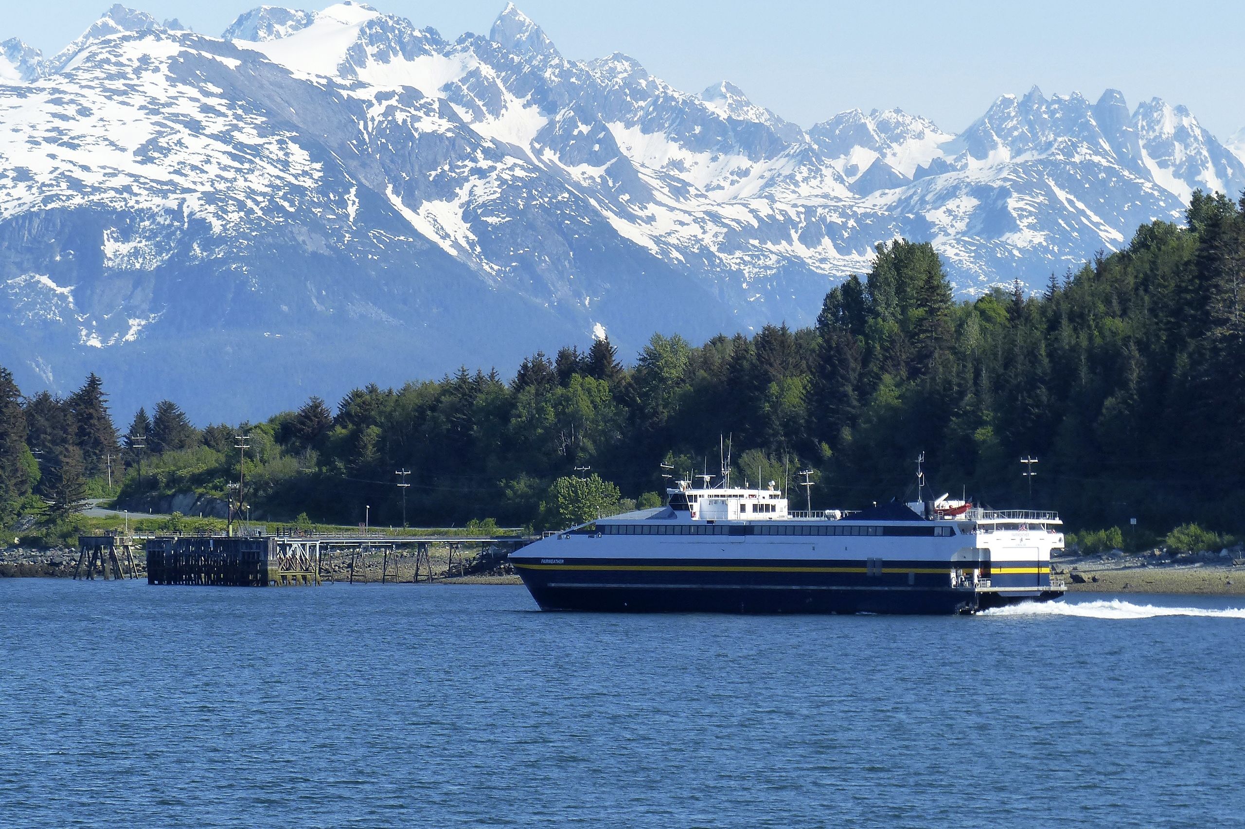 Fairweather Ak Ferry auf dem Weg von Skagway nach Haines, Alaska