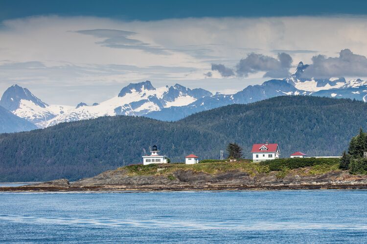 Blick auf das Point Retreat Lighthouse bei Juneau in Alaska