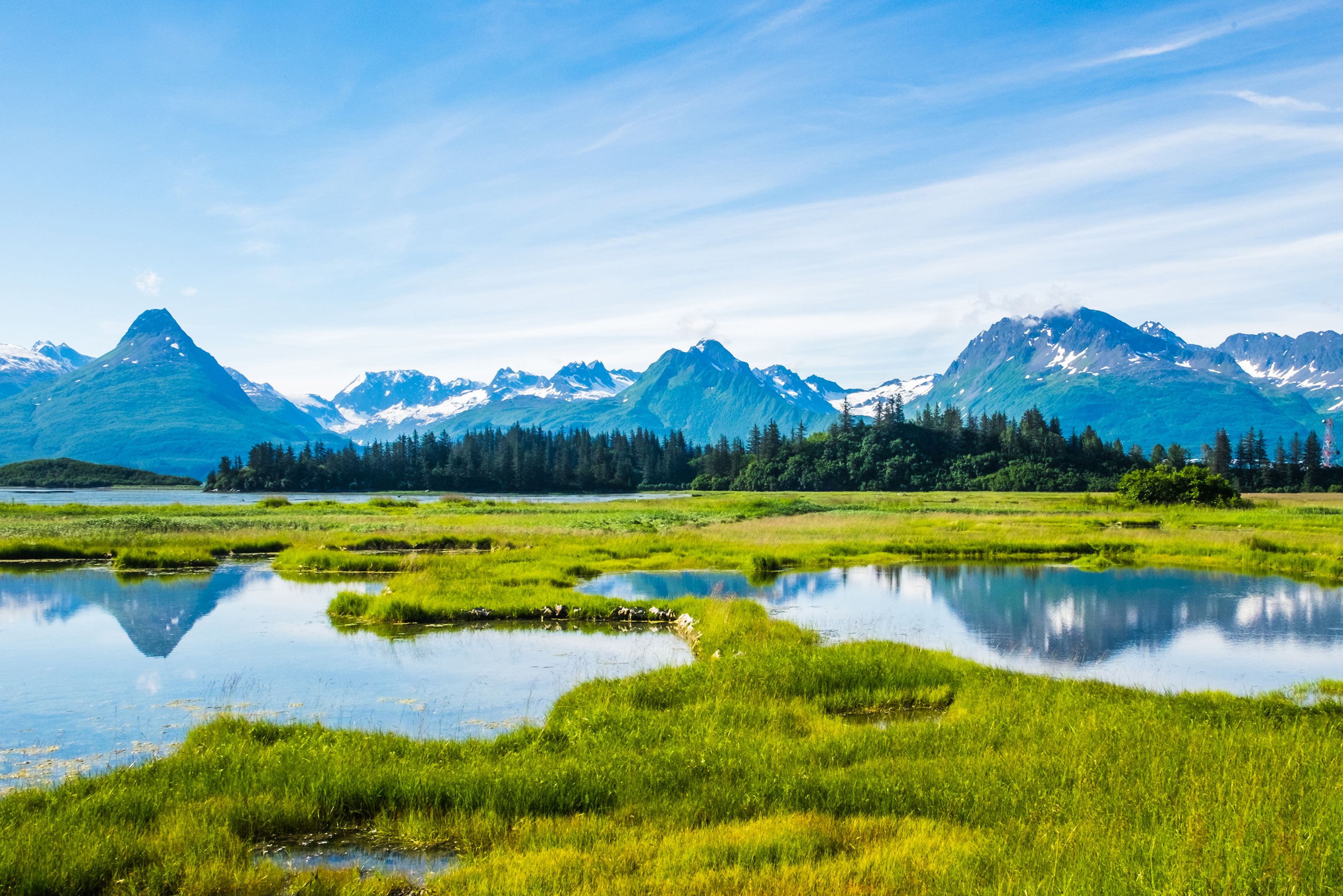 Blick auf die herrliche Landschaft bei Valdez, Alaska im Sommer