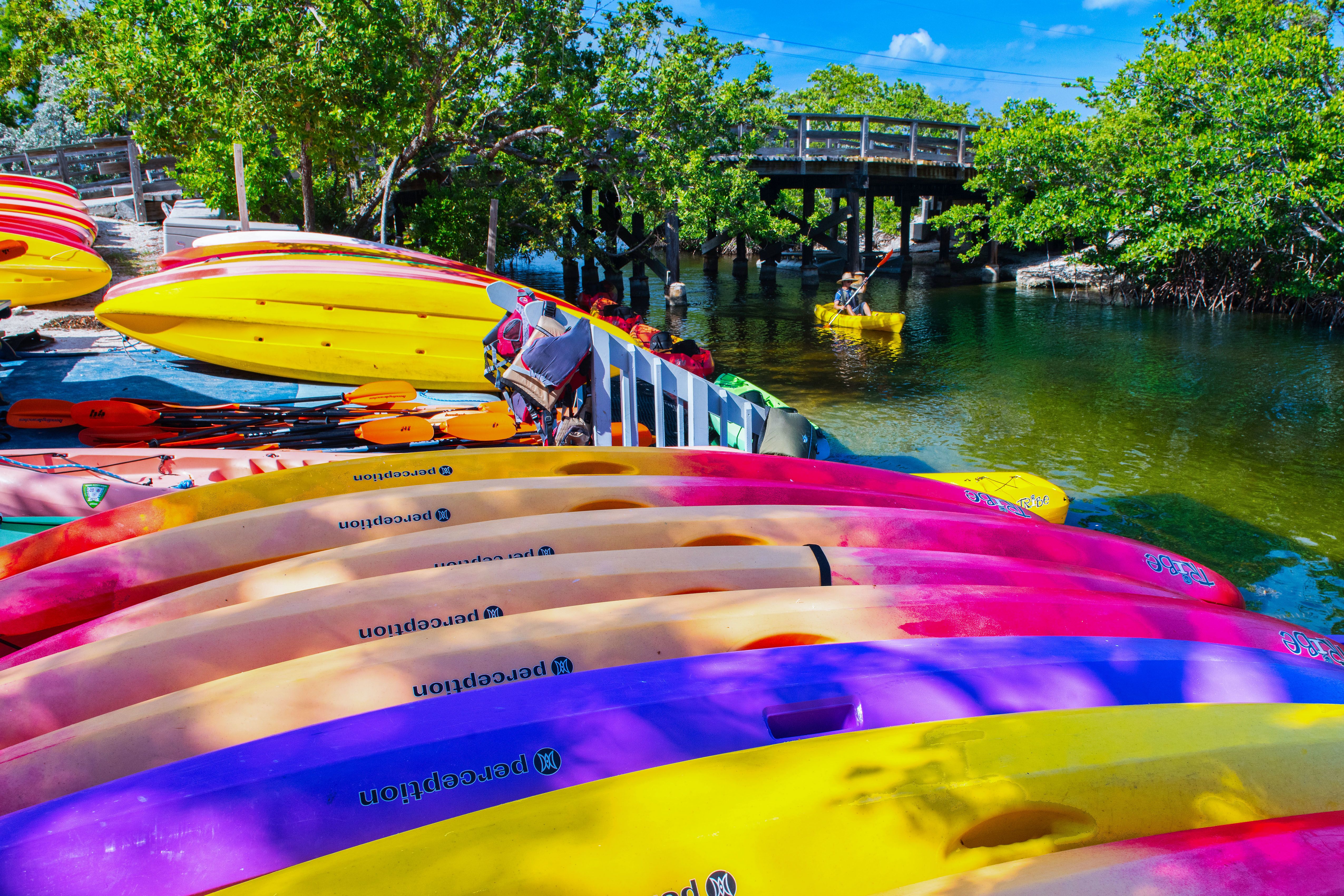 Der Kayakverleih im John Pennekamp Coral Reef State Park auf Key Largo, Florida Keys, Florida