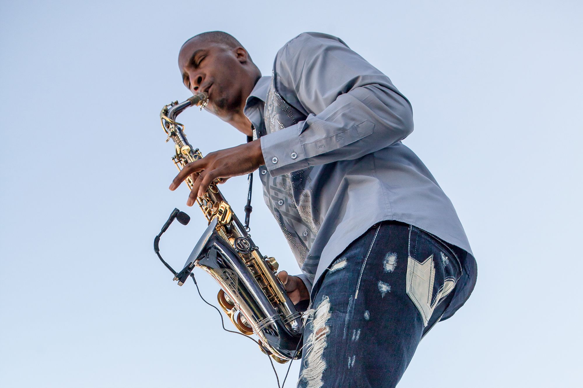 Ein Musiker wÃ¤hrend dem Seabreeze Jazz Festivals in Panama City Beach