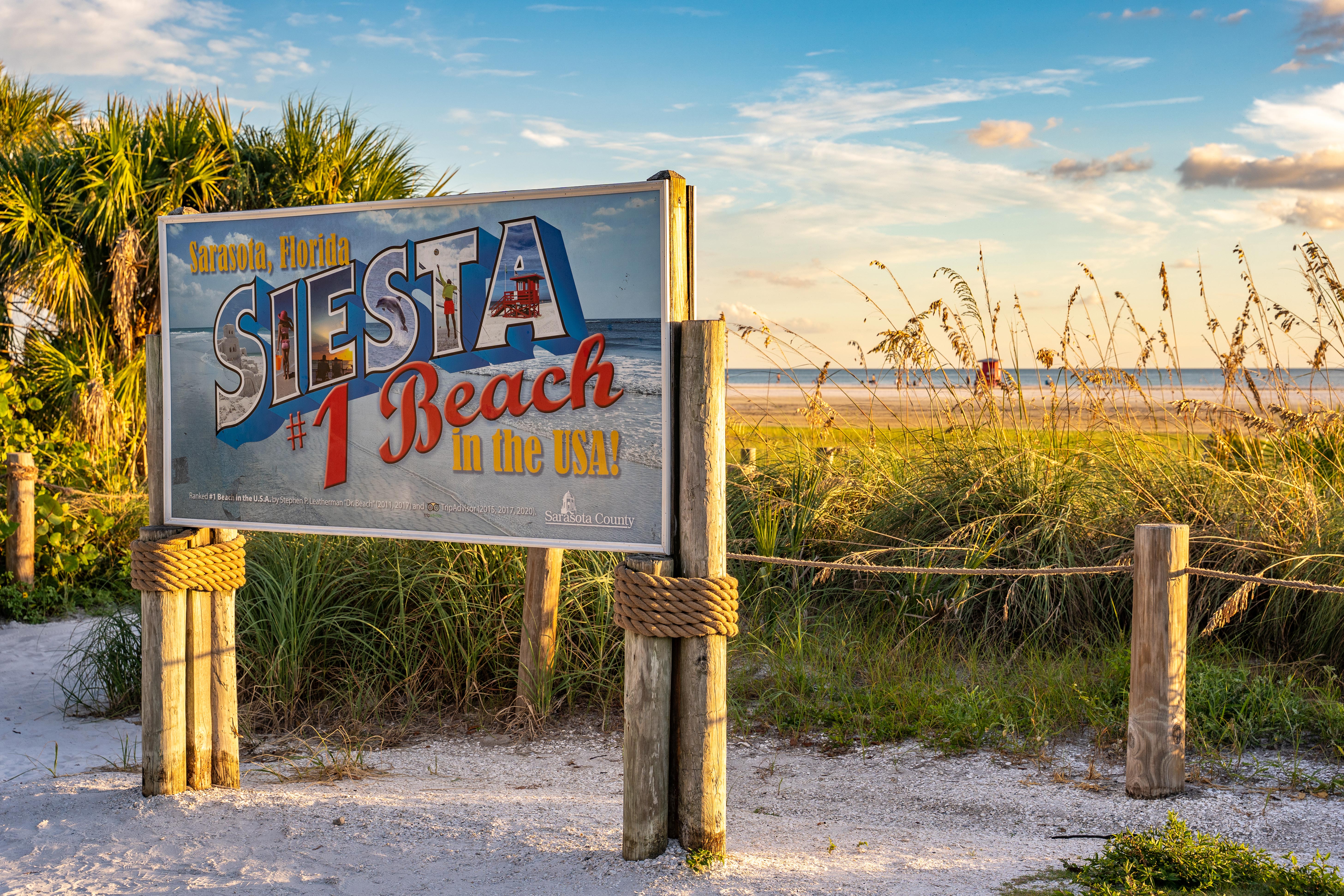 Siesta Beach Sarasota Schild