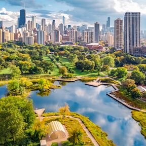 Beeindruckende Drohnenaufnahme der Skyline von Chicago