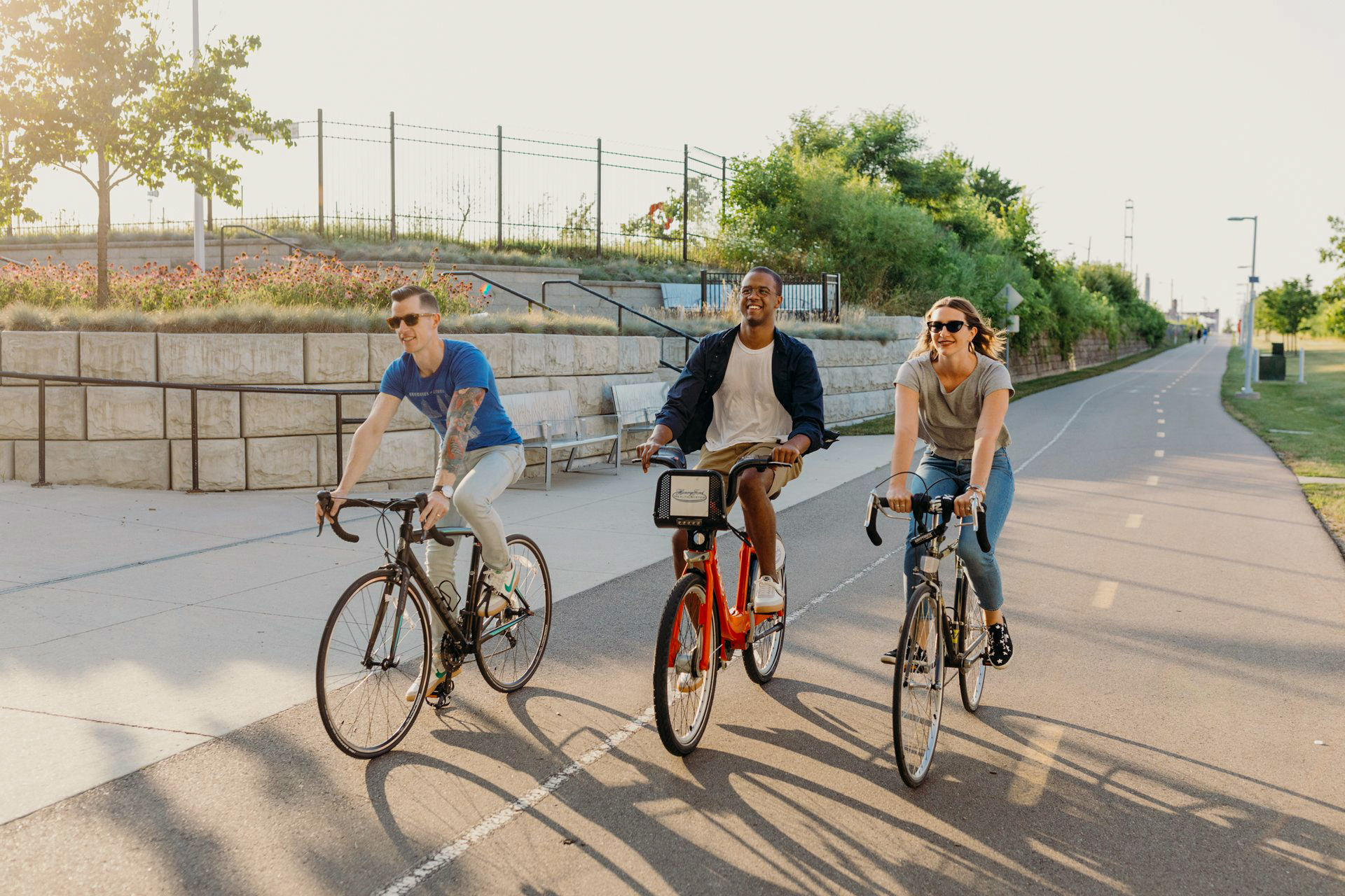 Fahrradtouren durch den Park Dequindre Cut in Detroit in Michigan unternehmen