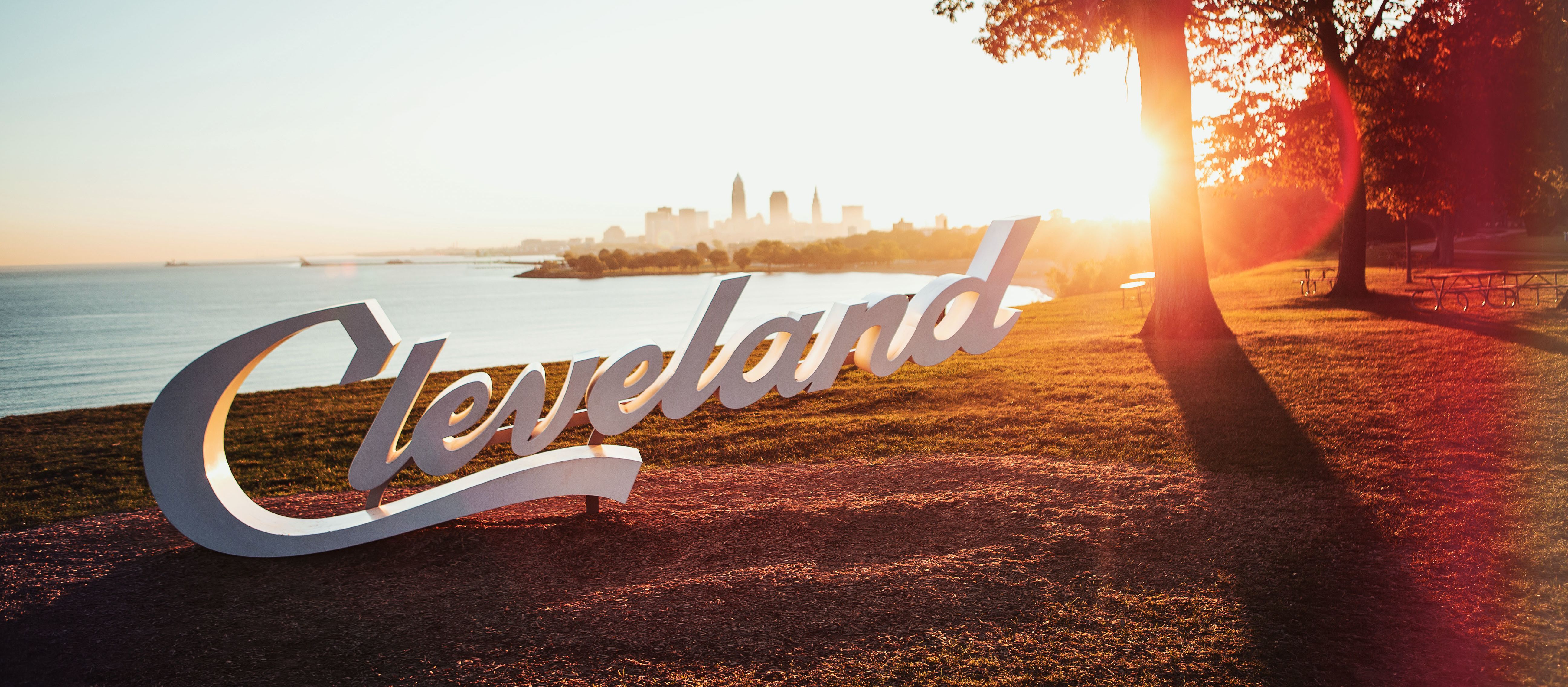 Der Cleveland-Schriftzug am Lake Erie