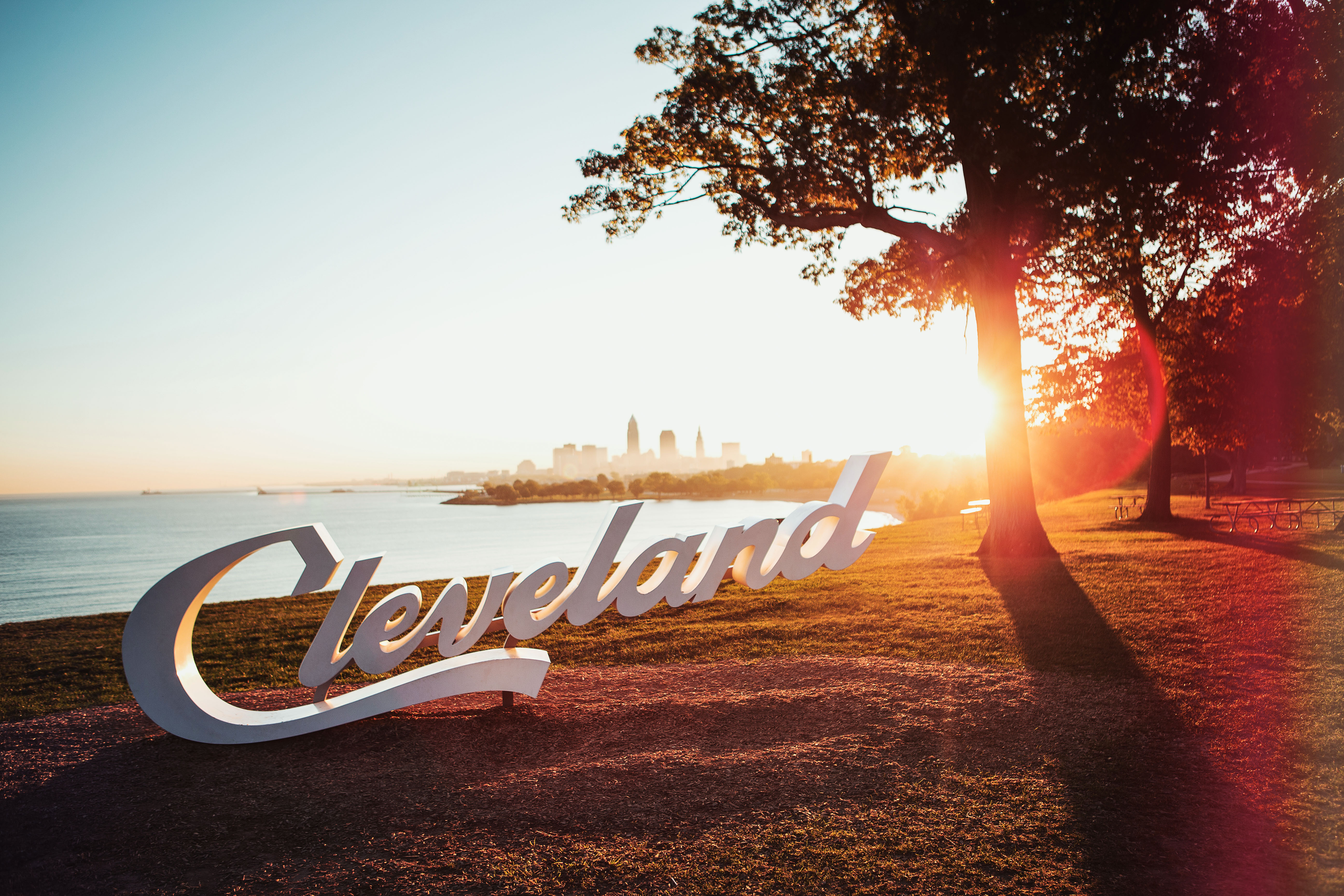 Der Cleveland-Schriftzug am Lake Erie