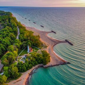 Luftaufnahme auf die Stadt Erie in Pennsylvania