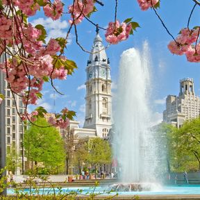 Springbrunnen im Love Park