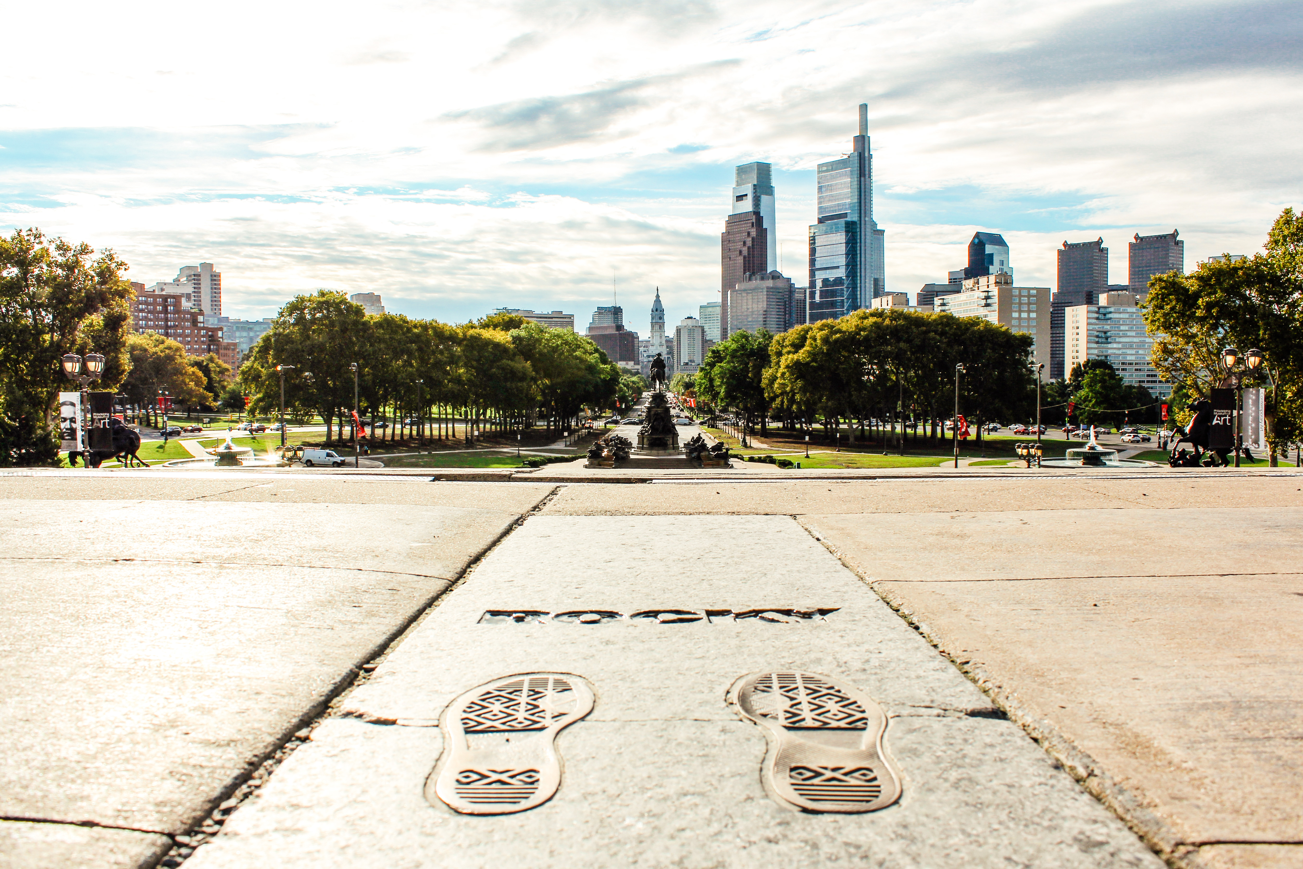 Die Rocky Steps auf dem Stufen vor dem Museum of Art von Philadelphia