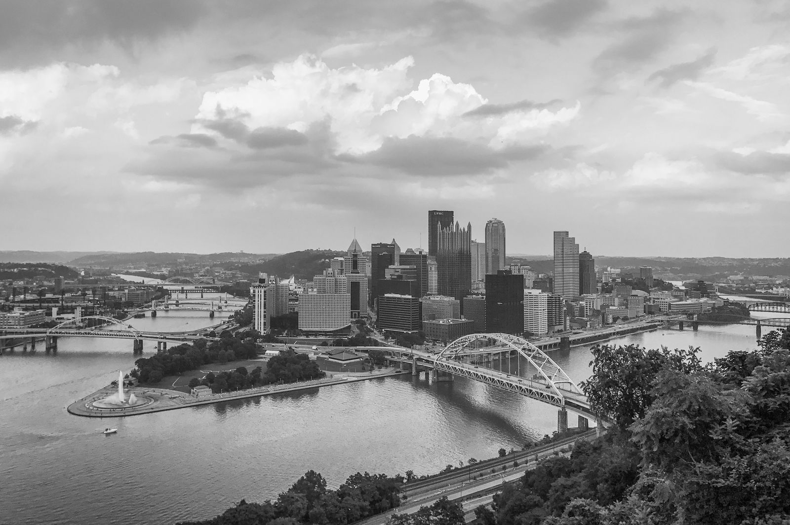 Ausblick auf den Point State Park in Pittsburgh