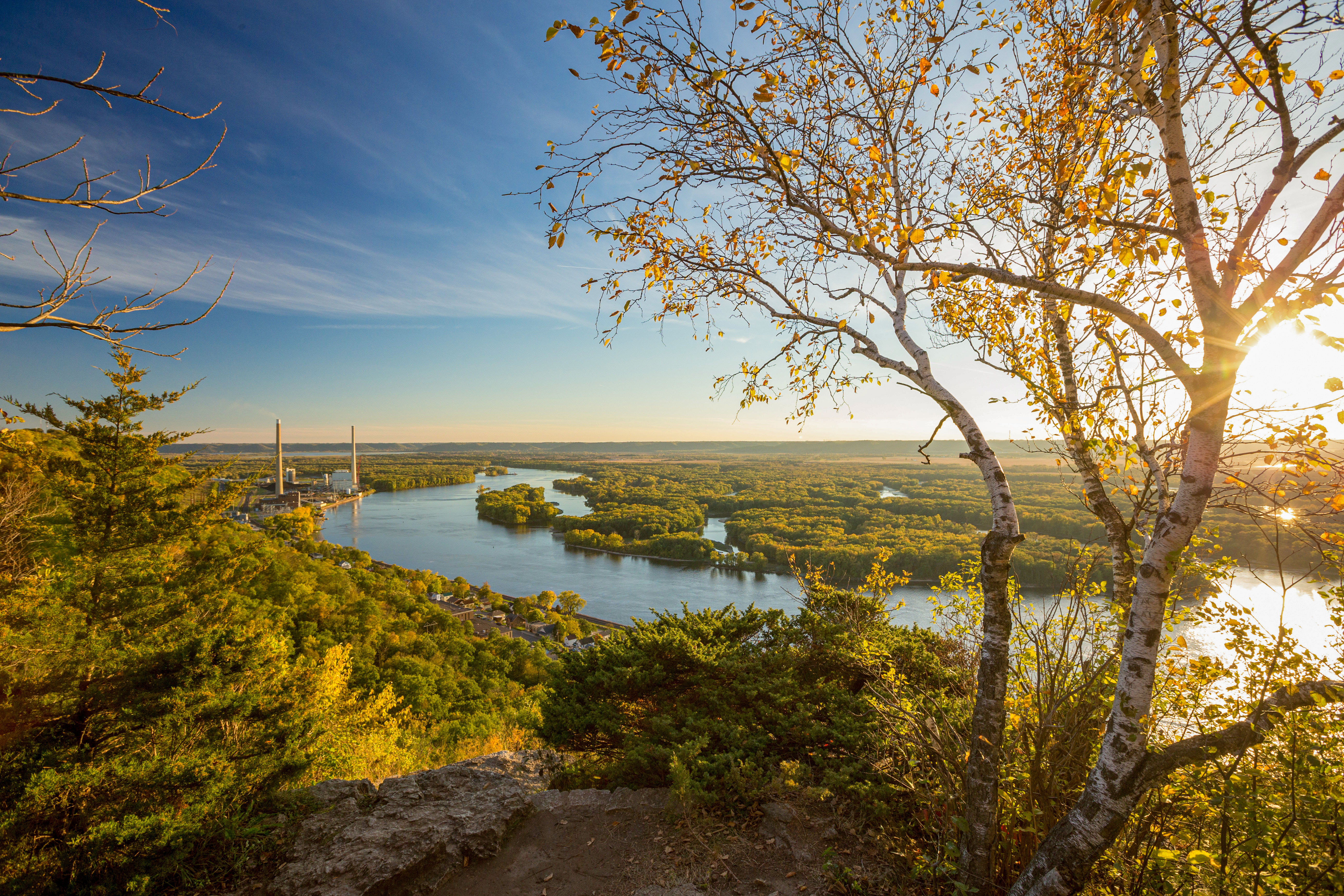 Blick auf den Mississippi vom Buena Vista Park bei Alma, Wisconsin