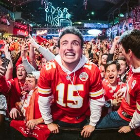 Fans jubeln bei der KC Live1 Veranstaltung in the Kansas City Power & Light Distrcit Fans jubeln bei der KC Live1 Veranstaltung in the Kansas City Power & Light Distrcit