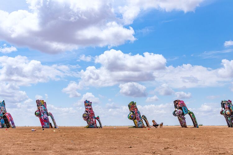 Kunstinstallation Cadillac Ranch in der Nähe von Amarillo