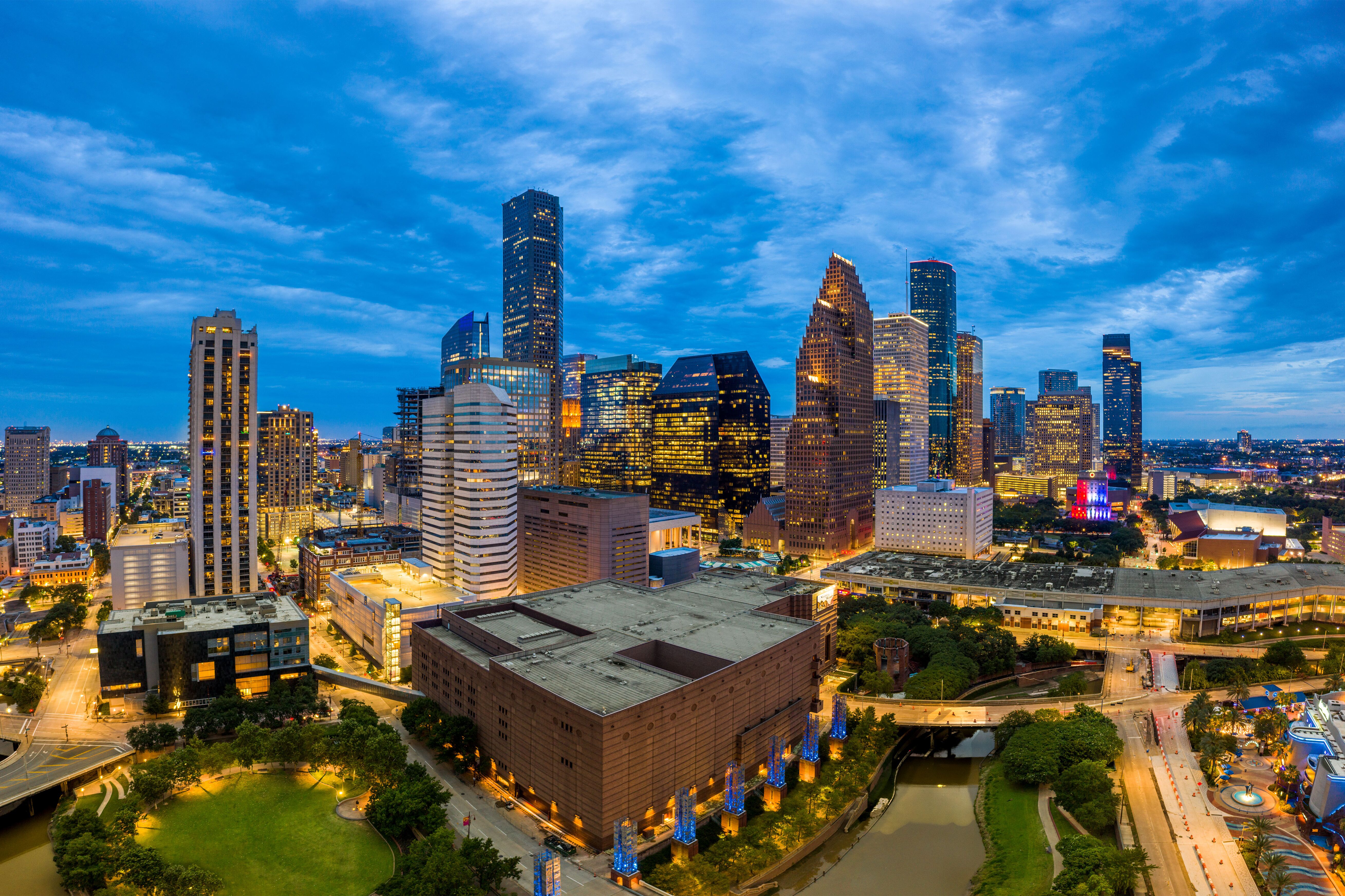 Blick auf den Theater District von Houston