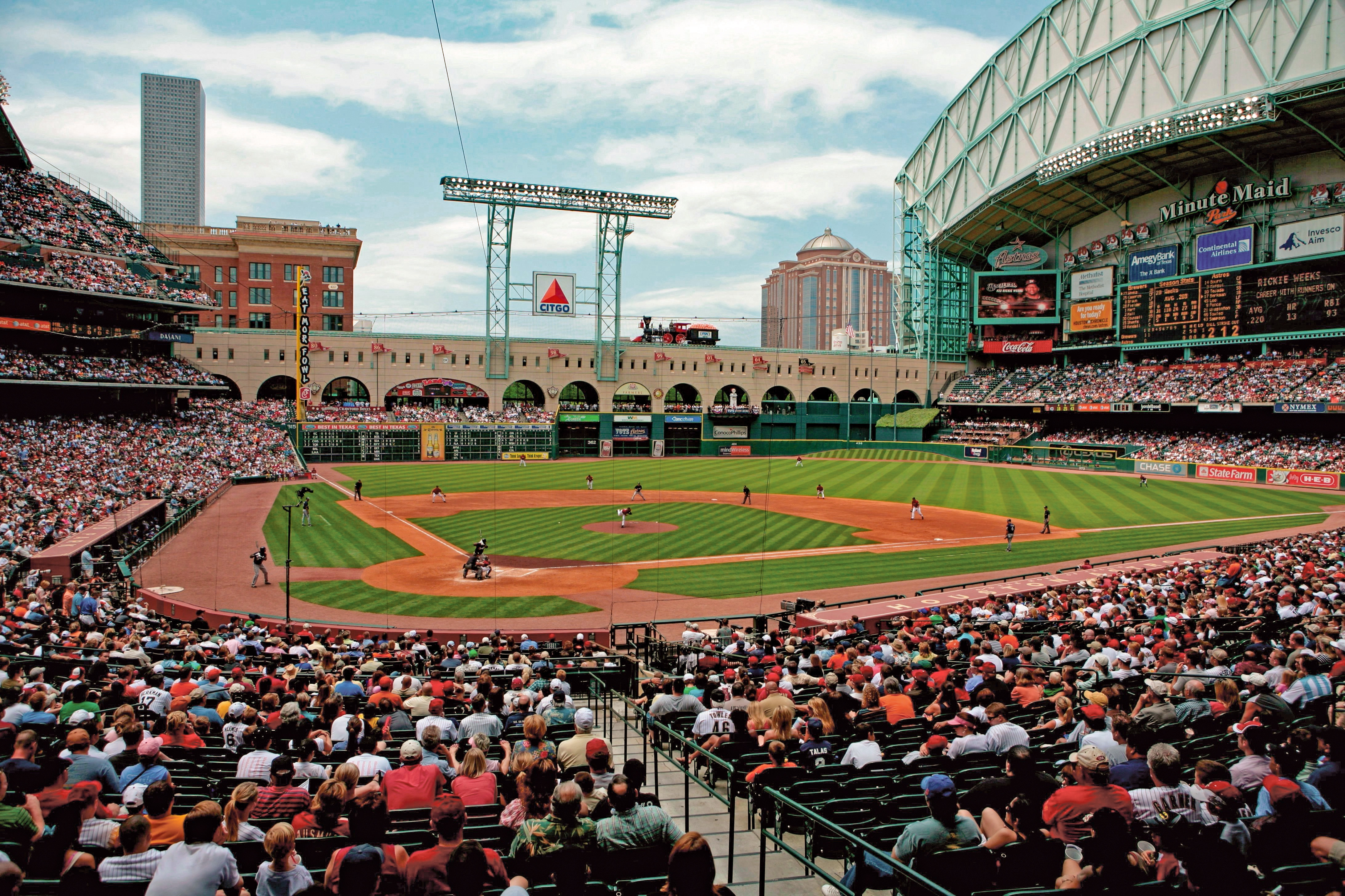 Das Minute Maid Park Baseballstadion in Houston im US-Bundesstaat Texas