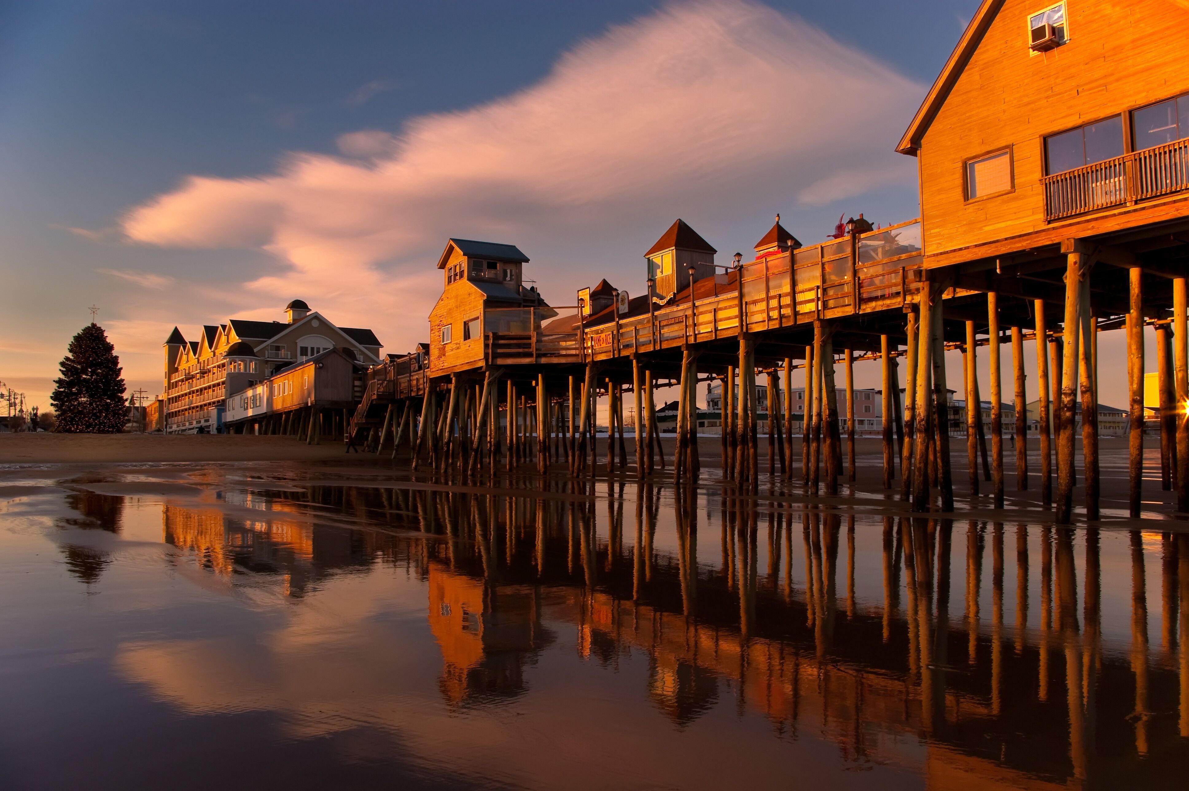 Stimmungsvolles Abendlicht am Old Orchard Beach in Maine