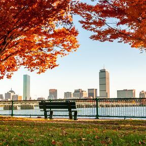 Skyline von Boston im Herbst