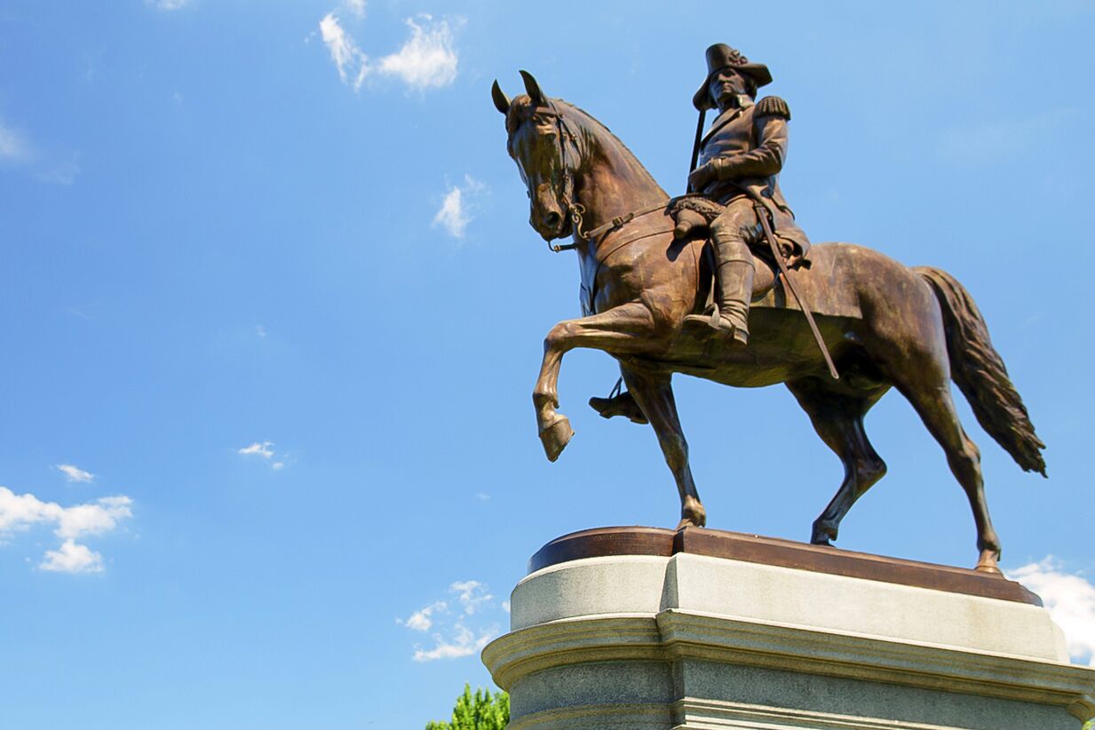 Die Reiterskulptur von George Washington in Boston