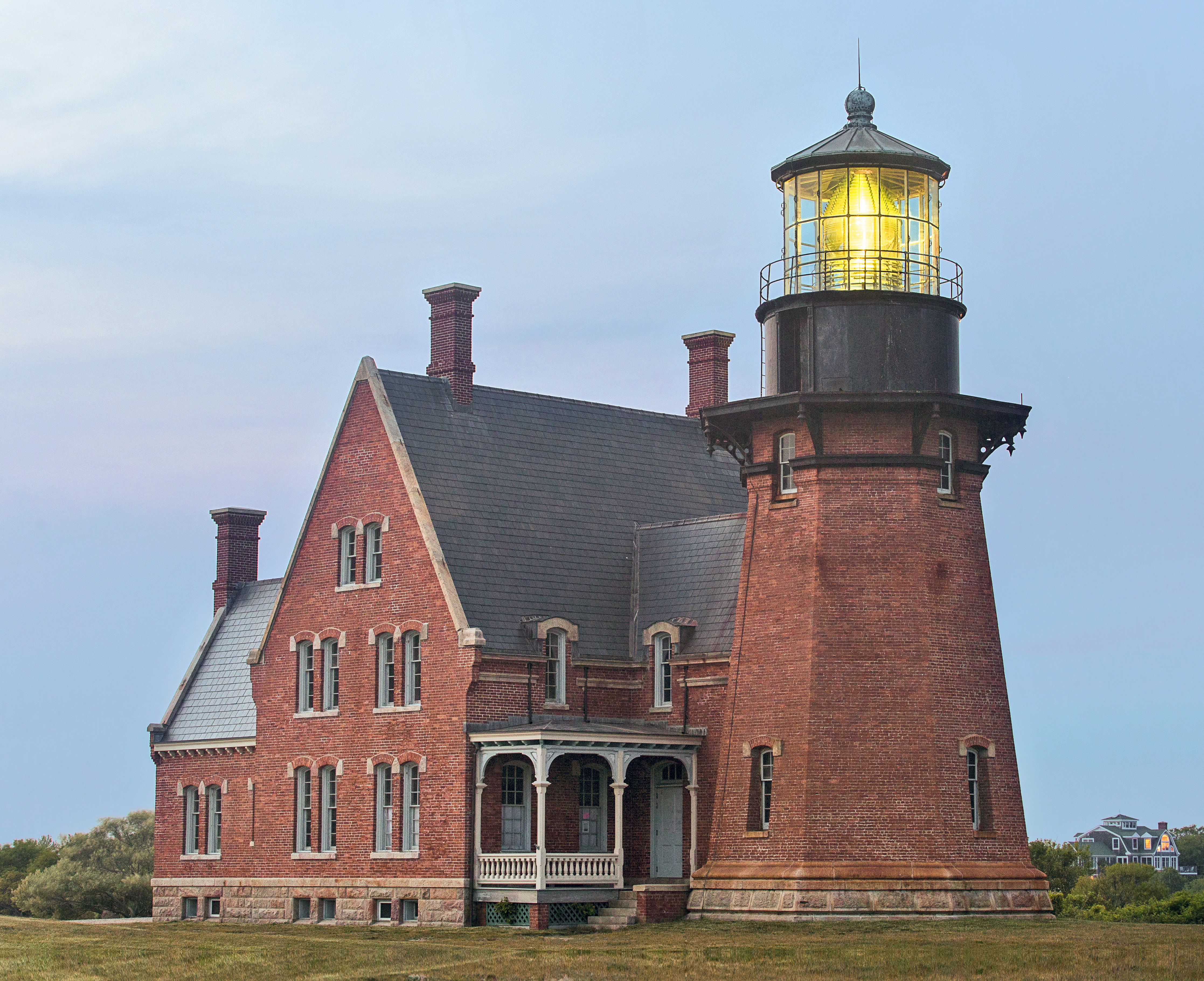 Der Leuchtturm South East Lighthouse in New Shoreham auf Rhode Island